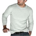 thumbnail image 3 of UVEASISHA Chandail en Tricot Côtelé Uni pour Homme Automne Hiver Décontracté Coupe Régulière Chandail à Enfiler Hauts Tricotés Col Rond Manches Raglan Chandails Confortables pour Hommes Soldes 2025 Aujourd'hui Liquidation Gris m, 3 of 7