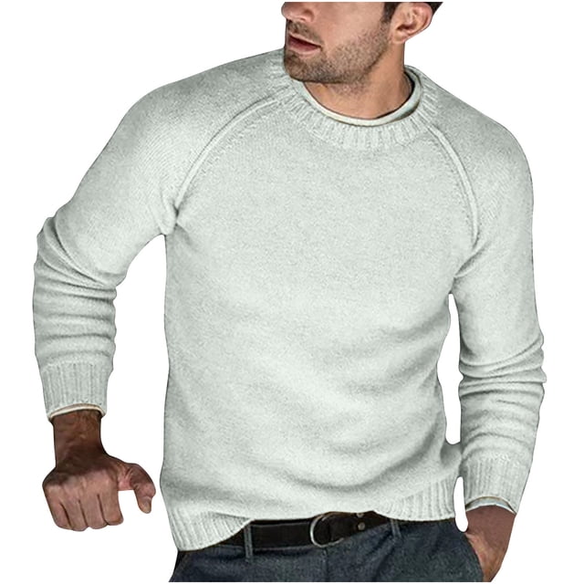 Birdeem Chandail en Tricot pour Hommes à Col Rond, Chandail Décontracté Uni, Chandail de Base