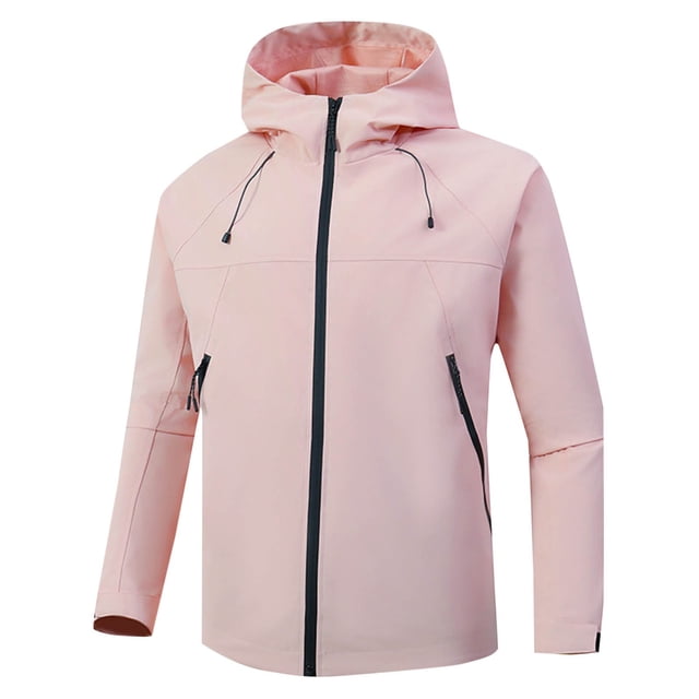 Pisexur Coupe-Vent Veste Homme Mode Décontractée Couleur Unie Poches Fermeture Éclair Veste Manches Longues à Capuche Manteau de Randonnée Imperméable Grande Taille pour Hommes