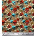 thumbnail image 1 of Soimoi Polyester Crepe Fabric Bone,Floral & Skull Halloween Decor Fabric Printed Yard 52 Inch Wide, 1 of 3