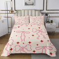 thumbnail image 1 of Erosebridal Girly Pink Bowknot Coverlet Set Queen, Cute Stars Bedding Set, Ribbon Decor 3 Pieces, 1 of 5