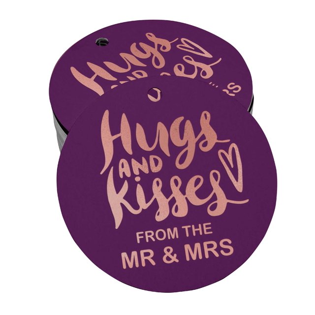 Inkdotpot Étiquette Suspendue en Papier Aluminium Or Rose Hugs & Kisses de l'Étiquette de Faveur de Mariage 100 Pcs
