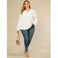 thumbnail image 3 of GRACE & GRANDEUR Women's Plus Size Tops V Neck Ruffle Boho Chiffon Blouse White 1X, 3 of 6