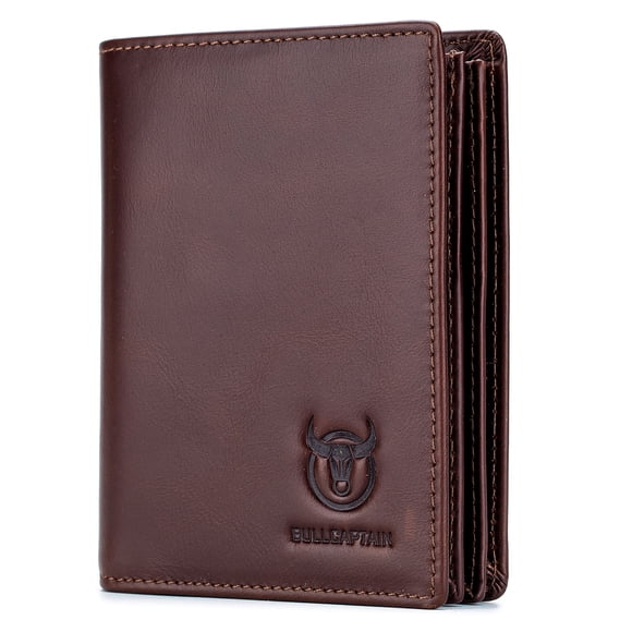 Leather Wallet Large Capacity Wallet Credit Holder for Men with 15 Slots Coffee