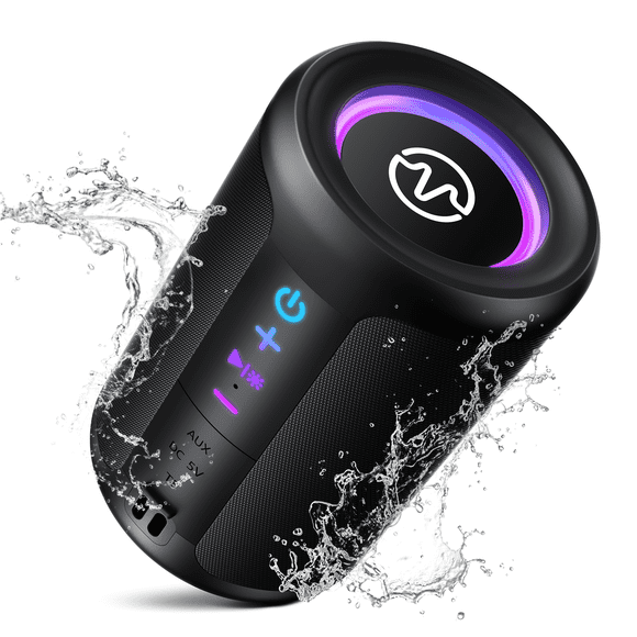 VEAT00L S16 Bluetooth Speaker,Wireless Portable Bluetooth Speaker with IPX5 Waterproof,Up to 24H Playtime,Powerful Bass,BT 5.4,LED Lights,TWS Pairing