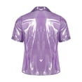 thumbnail image 4 of Miaeowve Mens Shiny Sheer Top PVC Leather Wet Look Glossy T-Shirt for Halloween Beach Pool Rave Party Purple L, 4 of 5