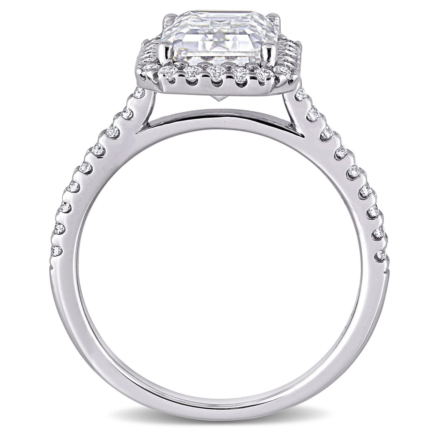 Bague de fiançailles halo Miabella avec moissanite 2-7/8 carats p.g.t. en or blanc 10K