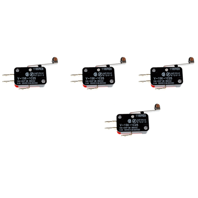 4X Mini Limit Switch Long Hinge Lever Arm SPDT Snap Action LOT - Red and Black