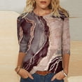 thumbnail image 2 of XZNGL Hauts à Manches 3/4 pour Femmes Mode pour Femmes T-Shirt Ample Imprimé Blouse à Manches 3/4 Col Rond Hauts Décontractés T-Shirts en Coton Femmes T-Shirts pour Femmes Mode T-Shirts à Manches 3/4 pour Femmes, 2 of 4