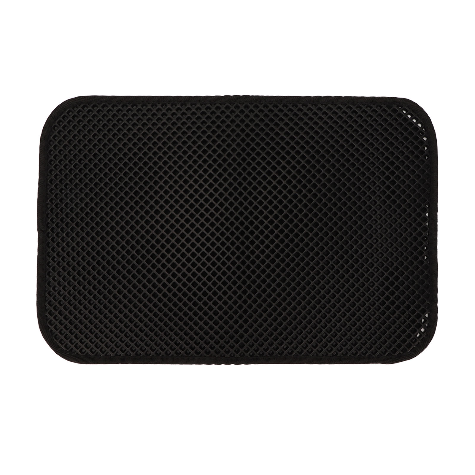Cat Litter Pad Prevent Slip Waterproof Bottom Double Layer EVA Litter Trapping Mat for Kitten 45x30cm Black