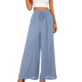 thumbnail image 4 of GZWYHT Wide Leg Pants,Palazzo Pants,Women's Wide Leg Pants Flowy Ruffle Solid Color Drawstring Waist Pants,Flowy Pants,High Waisted Pants,Sweatpants Women,Blue,XXL, 4 of 4