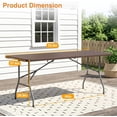 thumbnail image 3 of FDW 6 FT Outdoor Dining Table, Portable Plastic Table with Carrying Handle Perfect for Indoor, Outdoor, Party, Dining, Wedding, Events, Camping, Brown, 3 of 7