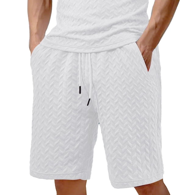hotojiny Mens Athletic Shorts with Pockets Solid Drawstring Wide Leg Textured Short Pants Casual Breathable Golf Workout Beach Shorts