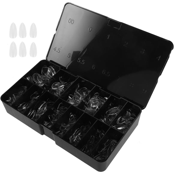 Miangastore Short Almond Nail Tips Transparent 600Pcs 0.8X0.6X0.04In Abs