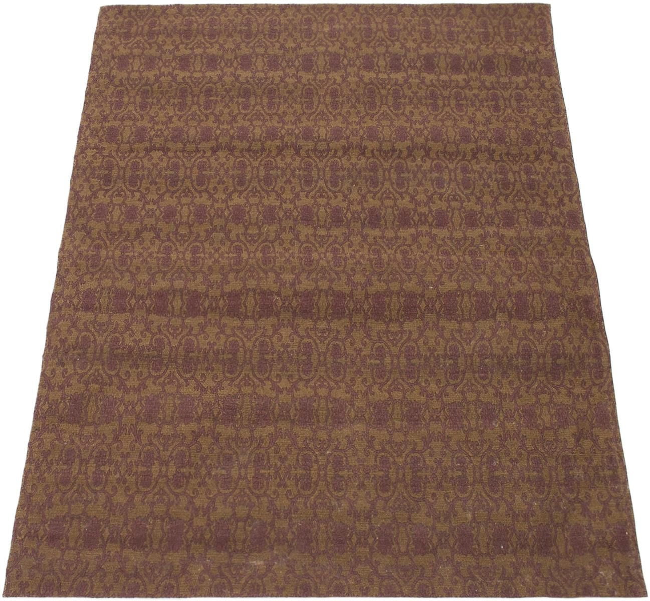 ECARPETGALLERY 4'9" x 6'7" Transitional Collage Handmade Area Rug for Living Room, Dining Room and Bedroom in Brown