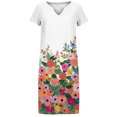 thumbnail image 4 of SMihono Robe d'Été Grande Taille pour Femmes 2023 Manches Courtes Robes Mode Fleurs Imprimées Taille Robe Soleil Col en V Longueur Genou, 4 of 5