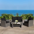 thumbnail image 1 of Costway 4PCS Patio Rattan Furniture Set Sofa Table Storage Shelf Black Cushion, 1 of 10