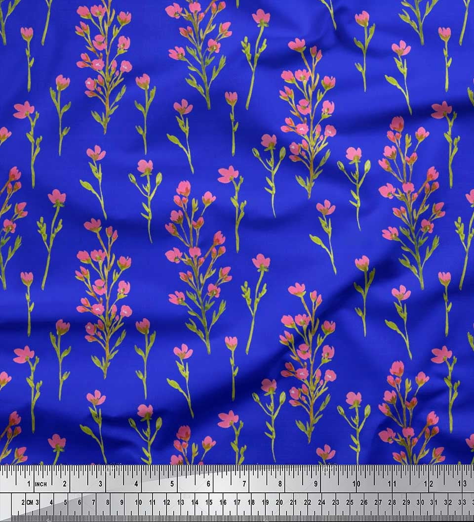 Soimoi Rayon Fabric Flower Watercolor Print Fabric by Yard 56 Inch Wide