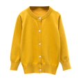 thumbnail image 1 of SROBPTY Girls Fall Cardigans, Children's Solid Color Long Sleeve Fleece Knitted Cardigan Round Neck Sweater Yellow 7-8 Years, 1 of 3