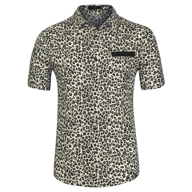 INSPIRE CHIC Chemise à Manches Courtes Boutonnée pour Homme d'Été Imprimée avec Poche Contrastante