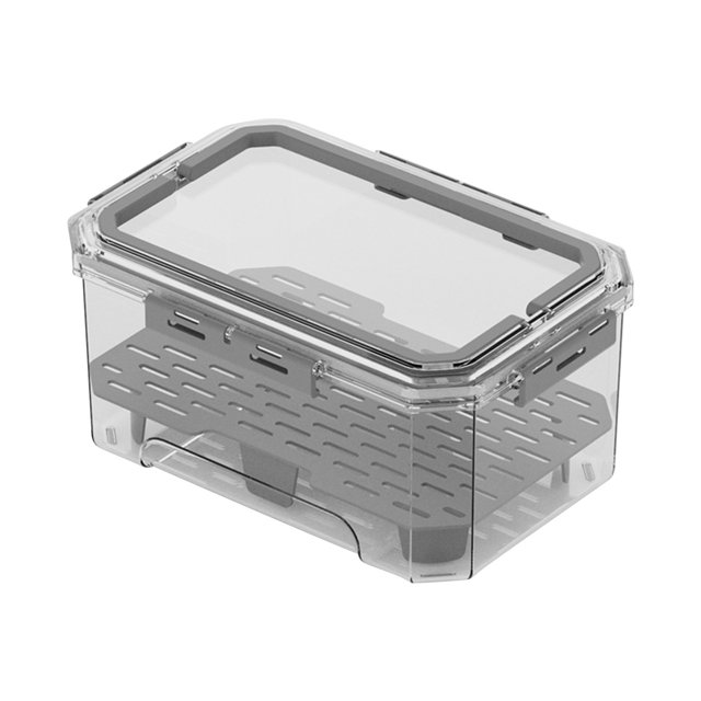 Grey Functional Ice Tray Fresh-Keeping Box Portable Refrigerator Fresh-Keeping Box Storage Box Kitchen Sealed Box Food Grade Transparent Lunch Box 10X6.85X4.65In Grey