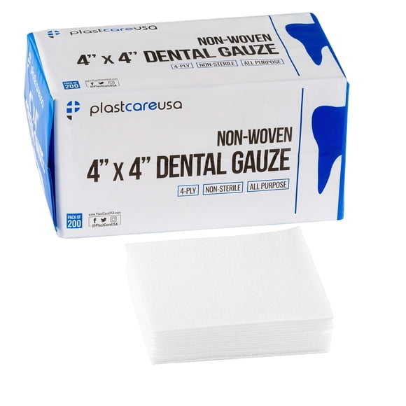 2000 Tampons de Gaze 4x4 - Éponges de Gaze Non Tissées Souples 4 Plis - Lingettes Dentaires et Esthétiques Non Stériles - Carrés de Coton Médicaux Tout Usage pour Premiers Soins, Chirurgie, Plaie