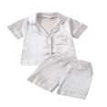 thumbnail image 1 of Kids Baby Boy Girl Satin Silk Pyjamas Pjs Set Short Sleeve Button Down Loungewear 2Pcs Nightwear Homewear, 1 of 8