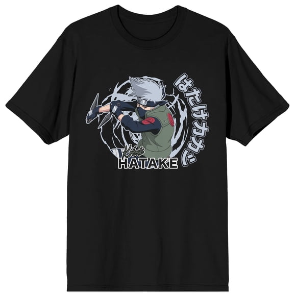 T-shirt Graphique Noir pour Homme Naruto Shippuden Gros Plan Kakashi Hatake Village de Feuilles Cachées - Grand