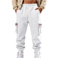 thumbnail image 2 of Ceisia Men Solid Color Loose Casual Pants Elastic Waist Drawstring Sports Gift Work Trousers, 2 of 9