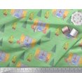 thumbnail image 3 of Soimoi Green polyester Crepe Fabric House,Animals & Tree Christmas Printed Fabric 1 Yard 42 Inch Wide, 3 of 3