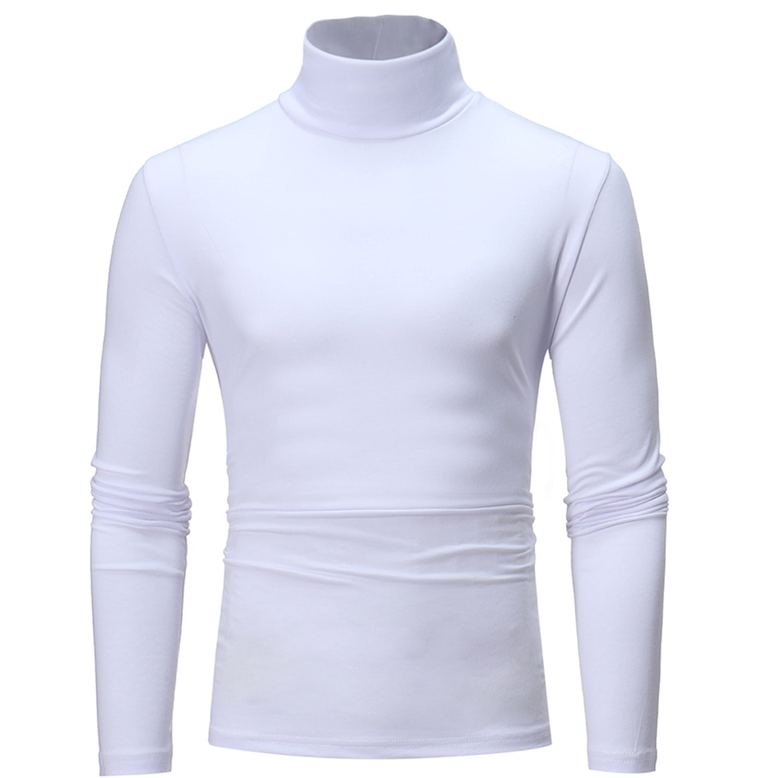 YONGHS T-Shirt à Col Roulé Thermique de Base Ajusté pour Homme à Manches Longues Chandail Décontracté Blanc 3TG