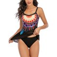thumbnail image 4 of Tankini Swimsuits for Women Plus Size Print Strappy Back Set Two Piece Swimdress Bathing Suits, 4 of 7
