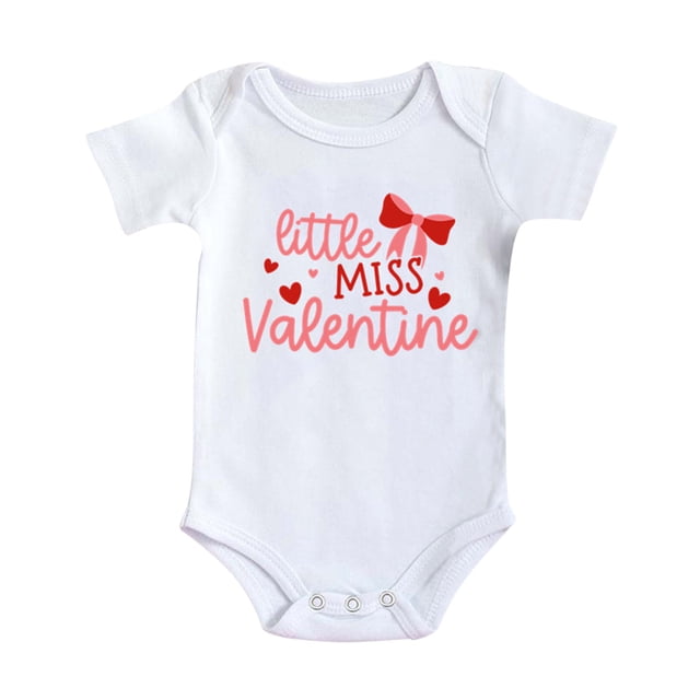 MIASHUI Fille Garçon Tenue de la Saint-Valentin Barboteuse à Imprimé Mignon Vêtements pour Tout-Petit, Rouge, 3-6 Mois