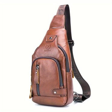 Men's Chest Front Bag Trendy Genuine Leather Multifunctional Shoulder Messenger