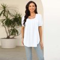 thumbnail image 5 of AherBiu T-Shirts pour Femmes à Encolure Carrée, Coupe Ample, Plissés, Tendance, Décontractés, Confortables, Manches Courtes, T-Shirts, 5 of 5