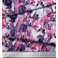 thumbnail image 3 of Soimoi Georgette Viscose Fabric Pug,Beagle & English Cocker Spaniel Dog Scene Print Fabric by Yard 42 Inch Wide, 3 of 3