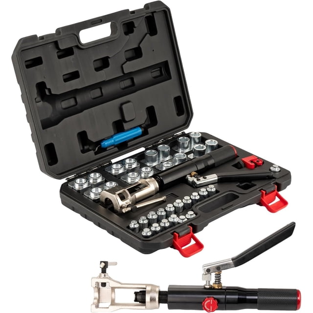 BeesClover 33 PCS Hydraulic Flaring Tool Kit, 45° Universal Flare Tool with Tube Cutter, Deburrer, 3/16" & 1/2" Transmission Line Dies & Brake Line Flaring Tool Kit