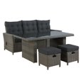 thumbnail image 1 of Ensemble 4 Pcs en Osier / Rotin Asti avec Table Basse et 2 Poufs en Gris, 1 of 3