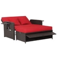 thumbnail image 2 of Costway Causeuse de Patio en Rotin Ensemble Lit de Jour Salon Ottomane de Rangement Tables d'Appoint Ajustable Rouge, 2 of 10