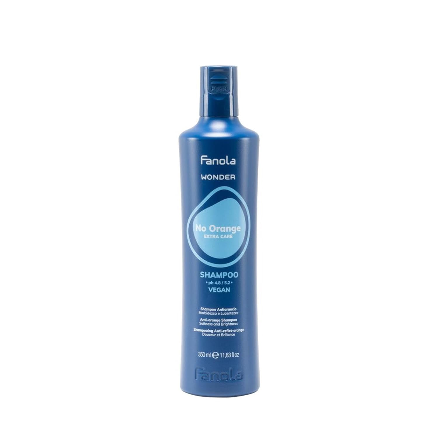 Fanola Wonder No Orange Shampoo | Blue Pigments To Eliminate Unwanted Orange Brassy Tones | For Lightened Brunettes and Brown Hair (350 ml)