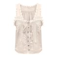 thumbnail image 5 of Timegard Tank Top for Women Lace U Neck Drawstring Sleeveless Ruched Button Summer Fashion Casual Tee, 5 of 5
