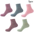 thumbnail image 1 of Coofit 5 Pairs Wool Crew Socks Solid Color Thick Knit Socks Winter Wool Socks for Women, 1 of 10