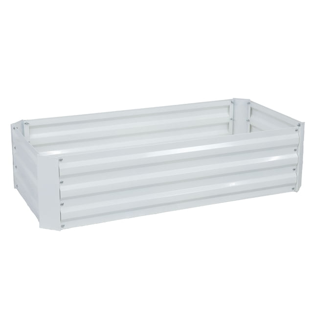 Sunnydaze Galvanized Rectangle Raised Garden Bed - 4' x 2' x 1' - Ivory White