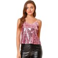 thumbnail image 1 of INSPIRE CHIC Camisole Courte à Paillettes pour Femme à Bretelles Spaghetti m Rose Pâle, 1 of 6