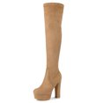 thumbnail image 1 of Unique Bargains Women's Platform Block Heel over Knee Boots, 1 of 7