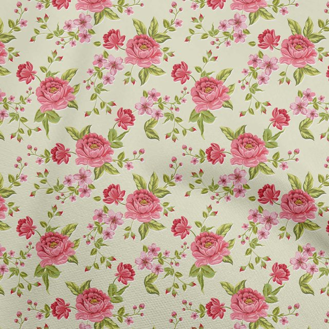 oneOone Polyester Spandex Pink Fabric Florals Craft Projects Decor Fabric Printed By The Yard 56 Inch Wide