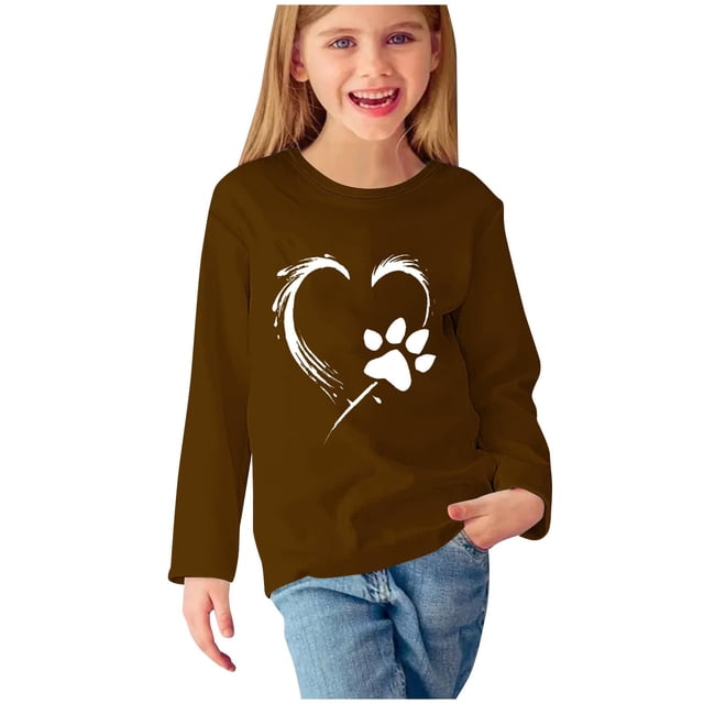 Birdeem Chemises à Manches Longues pour Filles Chemises à Manches Longues Imprimés Mignons Col Rond Hauts Blouses Décontractées Habillées Vêtements Chemises à Manches Longues pour Filles