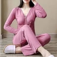 thumbnail image 1 of LSLJS Pregnant Womens Nursing Solid Color Round Neck Long Sleeve Round Neck Breastfeeding Blouse Pants Two Piece Set, Maternity Pajamas & Loungewear( L, Watermelon Red ), 1 of 5