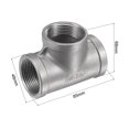 thumbnail image 3 of Uxcell Pipe Fitting Tee NPT Female Thread Hose Connector Adapter 304 Stainless Steel 1-1/4 NPT, 3 of 5