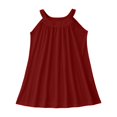 thumbnail image 1 of WEIYLL Robes pour Filles Sortie de Plage Sans Manches Débardeur Fin Couleur Unie Volants Robe Rouge Brique 7-8 Ans, 1 of 4